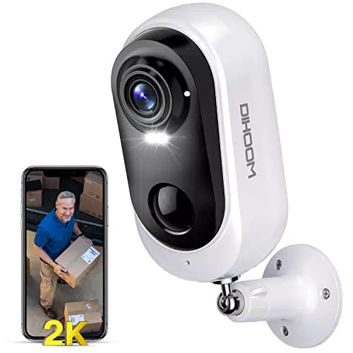 Cámara Vigilancia WiFi Exterior DIHOOM, 2K 3MP Cámara Vigilancia Inalámbrica con Batería 10000mAh