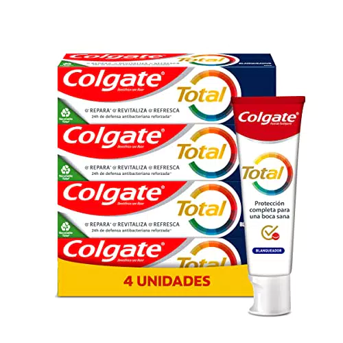Colgate Total Blanqueador, Pasta de dientes blanqueante con Ingredientes Antibacterianos