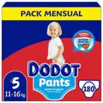 Dodot Pañales Bebé Pants Talla 5, 180 Pañales, Pañal-Braguita con Ajuste 360° Anti-Fugas