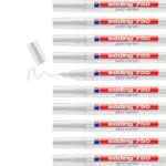 edding 750 marcadores de tinta opaca - blanco - 10 rotuladores - punta redonda 2-4 mm - para metal