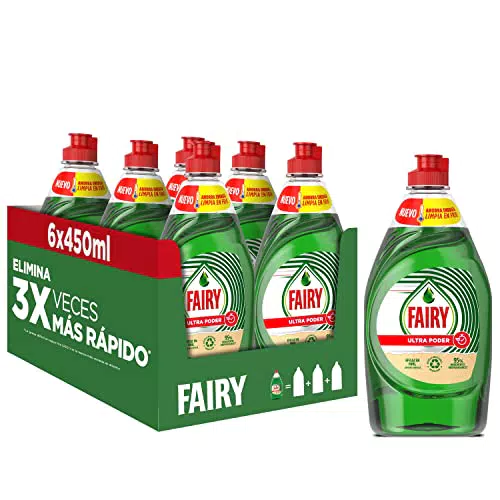 Fairy Ultra Poder Original Líquido Lavavajillas 6x450ML Fórmula Efectiva Que Deja Los Platos Relucientes