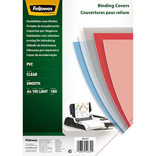 Fellowes Portadas para encuadernar de PVC transparente