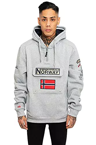 Geographical Norway GYMCLASS Men - Sudadera De Bolsillo Canguro para Hombre - Sudadera con Logo para Hombre - Sudadera con Capucha De Manga Larga - Sudadera Sport Regulier
