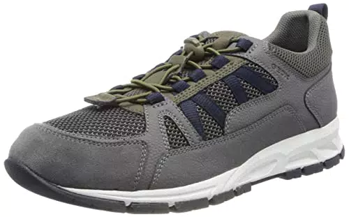 Geox U Delray, Zapatillas Hombre, Grey Lt Olive