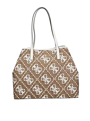 Guess Vikky Large Tote, Bag Women, Logotipo de café con Leche/Blanco