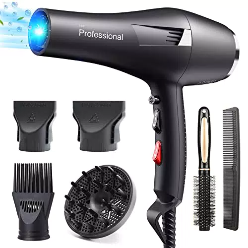 Happygoo Secador Pelo Profesional Iónico 2400W Secadores de Pelo iones Motor AC 3 Temperaturas 2 Velocidades