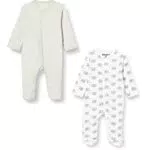 Hikaro Baby Sleepsuits with Long Sleeves and Feet, Light grey