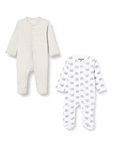 Hikaro Baby Sleepsuits with Long Sleeves and Feet, Light grey