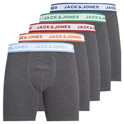 Jack & Jones Jacmilo Boxer Cartas 5 Pack, Color Gris Oscuro