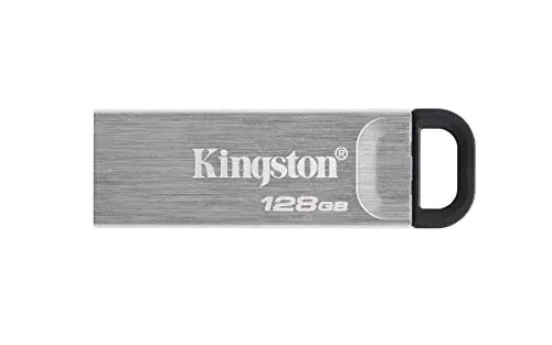 Kingston DataTraveler Kyson Unidad Flash USB3.2, 128GB-con Elegante Carcasa metálica sin capuchón