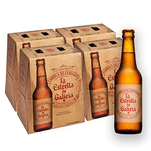 La Estrella de Galicia - Cerveza Lager Premium, Pack de 24 Botellines de 33 cl