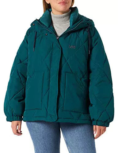 Lee Short Puffer Chaqueta, Esmeralda, L para Mujer