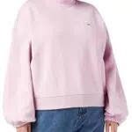 Lee Women's Highneck Volume Sleeve Sweatshirt, Sugar Lilac