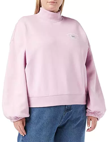 Lee Women's Highneck Volume Sleeve Sweatshirt, Sugar Lilac