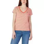 Levi's Perfect V-Neck Camiseta Mujer, Plain Jane Stripe Burnt Sienna