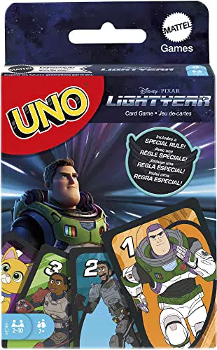 Mattel Games Disney Buzz LightYear UNO Card Game with Movie-Themed Space Ranger Deck and Special Rule