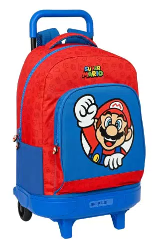 MOCHILA GDE. C/RUEDAS COMPACT EXTRAIBLE SUPER MARIO