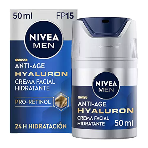 NIVEA MEN Hyaluron Crema Hidratante Antiedad FP15, cuidado facial avanzado para hombre