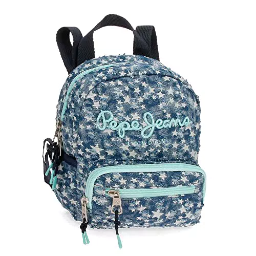 Pepe Jeans Denim Star Mochila de Paseo Azul 19x23x8 cms Poliéster