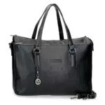 Pepe Jeans Mabel Bolso para Portátil Adaptable 13, 3 Negro 42x29x11 cms Piel sintética