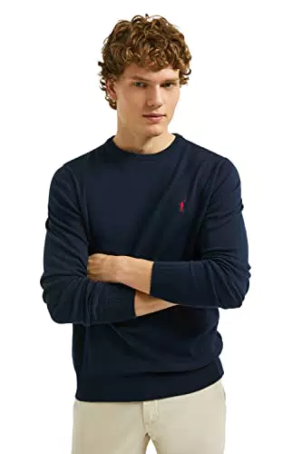 POLO CLUB Jersey básico de Cuello Redondo Azul Oscuro con Logo Rigby Go de Hombre
