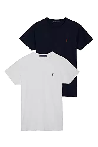 POLO CLUB Pack de Dos Camisetas Blanca y Azul Marino con Cuello Redondo y Logo Rigby Go Hombre