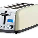 PRIXTON Bianca Pro - Tostadora pan 2 Ranuras para 4 Tostadas 1500 W 7 Niveles de Tostado Pantalla LCD con Temporizador Funciones Descongelar