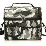 PuTwo Térmica Porta Alimentos 8L Hermética Bolsa Térmica Plegable Bolso Nevera Térmica Tela Bolsas Térmicas para Llevar Comida Nevera Almuerzo para Adulto Niños Trabajo Playa Viaje -Camuflaje Gris