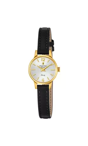Reloj FESTINA Para Mujer F20261/1 Outlet Caja de Acero inoxidable 316l 2n18 dorado Correa de Cuero Negro