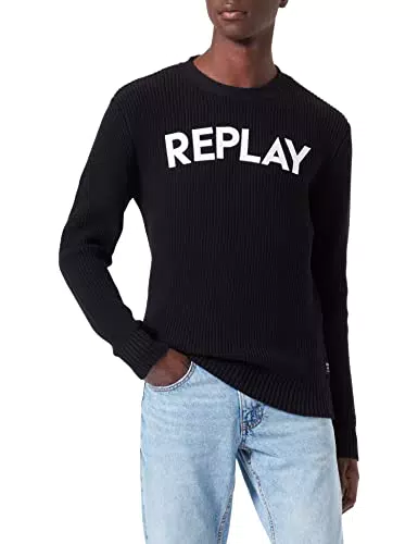 REPLAY Uk2763 Suéter, 098 Negro, M para Hombre