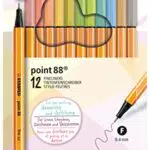 Rotulador stabilo punta de fibra point 88 pastel love estuche de carton de 12 colores surtidos