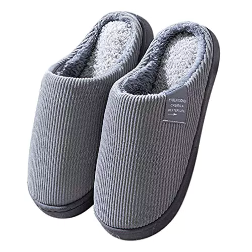 RYTEJFES Zapatillas de Casa Hombre Mujer Cálido Espuma de Memoria Invierno Pantuflas Forro de Felpa con Antideslizante Zapatos Gr.36-45