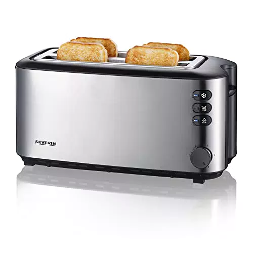 SEVERIN Tostadora automática, tostador largo con soporte para panecillos