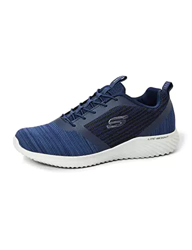 Skechers Bounder, Sneakers Hombre, Navy Mesh/PU/Trim