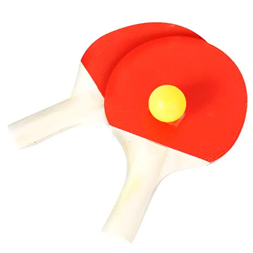 SPORTSIDE - Set de 2 Raquetas de Ping Pong y 3 Pelotas - Juego de Raqueta - Set Completo - Tenis de Mesa - 046581 - Multicolor - Madera - 25 cm - Artículo Deportivo