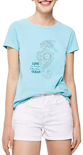 Springfield Camiseta, Azules, L para Mujer
