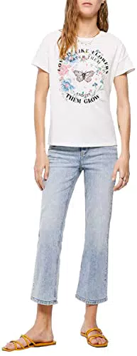 Springfield Camiseta Love is Like Flowers, Beige, S para Mujer