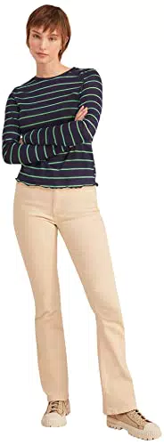 Springfield Rayas Ondas Camiseta, Navy, L para Mujer