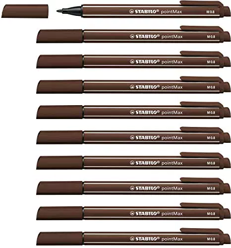 STABILo Rotulador premium con punta fina pointMax color marrón - Caja con 10 unidades