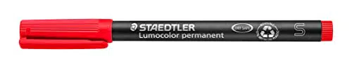 Staedtler Lumocolor 313-2. Rotulador de tinta permanente de color rojo y punta fina. Caja con 10 unidades