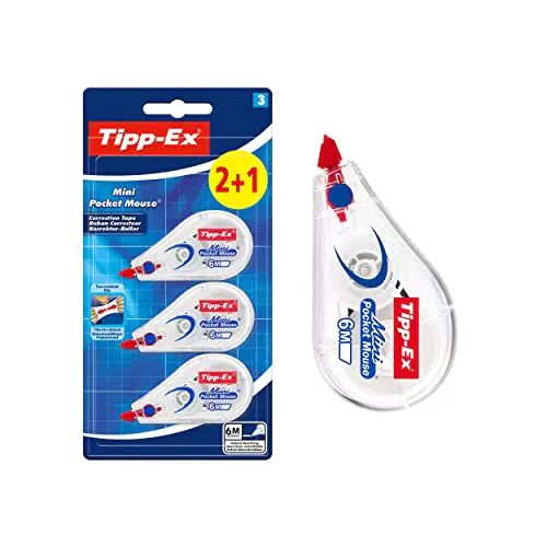 Tipp-Ex Cinta Correctora Mini Pocket Mouse Óptimo para Material Escolar - 6 m x 5 mm