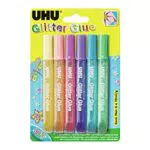 UHU Pegamento Decorativo con Purpurina, Multicolor, 6 x 10 ml colores pastel