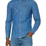 Wrangler LS Western Denim Shirt Camisa Vaquera, Azul