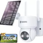 YESKAMO 2K Cámara Vigilancia WiFi Exterior con Panel Solar Batería 15000mAh 360 Grados