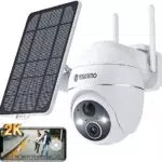 YESKAMO 2K Cámara Vigilancia WiFi Exterior con Panel Solar Batería 15000mAh 360 Grados
