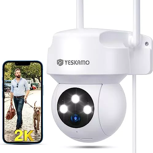 YESKAMO 2K Cámara Vigilancia WiFi Exterior o Interior con Eléctrico 360 Grados
