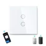 Aigostar WiFi Interruptor de Luz 2 Gang 1 Vía, Interruptor Inteligente Compatible con Alexa/Google Home