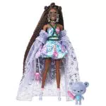 Barbie Extra Fancy Look ositos Muñeca morena con vestido en tonos morados
