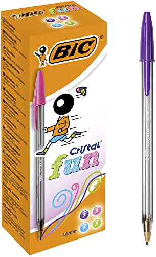 BIC Cristal Fun - Bolígrafos de punta ancha, Caja de 20 unidades