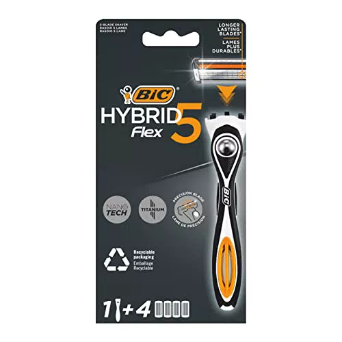 BIC Hybrid 5 Flex, Afeitadora Recargable Manual para Hombre